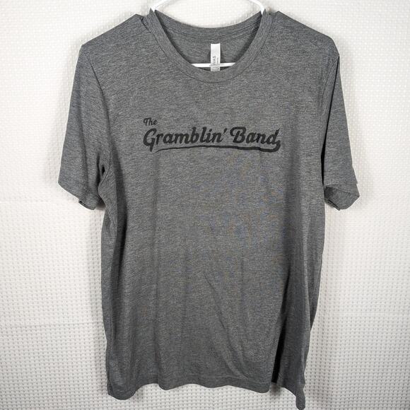 The Gramblin’ Band Gray T-Shirt Men’s Large Bella+Canvas USA Strong Western Bull - Picture 2 of 5
